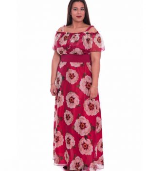 Vestido largo cuello barco