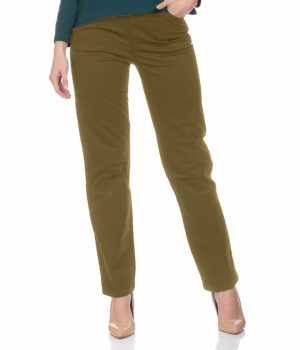 Pantalón loneta recto, color oliva