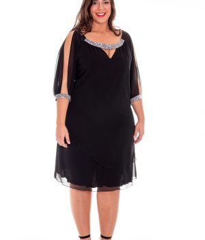 Vestido de gasa manga francesa