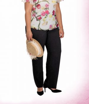 Pantalón recto de raso negro