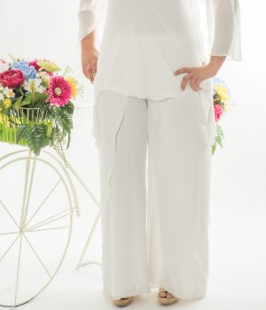 Pantalón palazzo de gasa blanco
