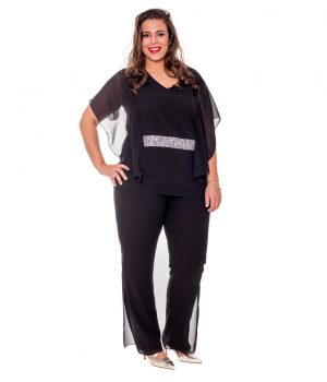 Pantalón doble de gasa negro