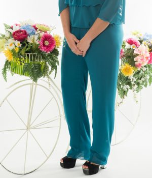 Pantalón doble de gasa , turquesa