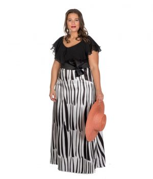 Falda larga, raso animal print