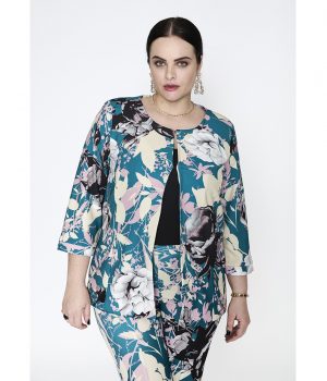 Chaqueta estampada flor estampada contraste