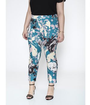 Pantalón capri flor contraste