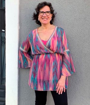 Casaca gasa estampada cruzada