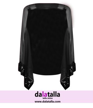 Estola de gasa con lentejuelas, negro