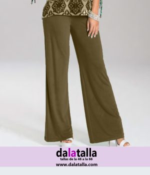 Pantalón palazzo punto de seda verde caqui