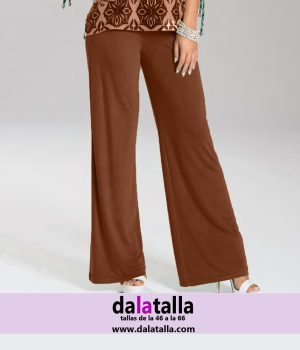 Pantalón palazzo punto de seda marrón