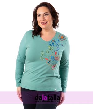 Camiseta algodón, bordada