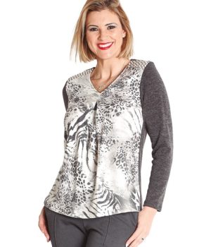Blusa de punto tricotosa,  animal print