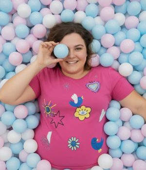 Camiseta de algodón, Naif fucsia