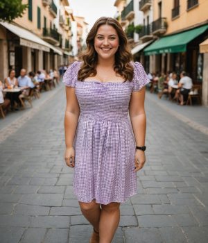 Vestido corto vichy lila