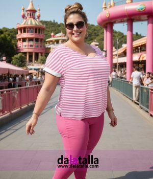 Camiseta rallada rosa 