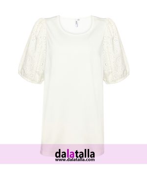 Camiseta algodón, manga troquelada