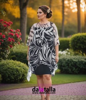 Vestido ceremonia corto, gasa capelina