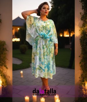 Vestido cóctel de gasa con capa, estampado