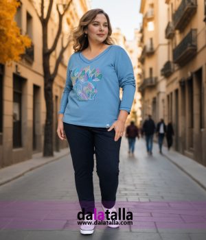 Camiseta algodón, bordada